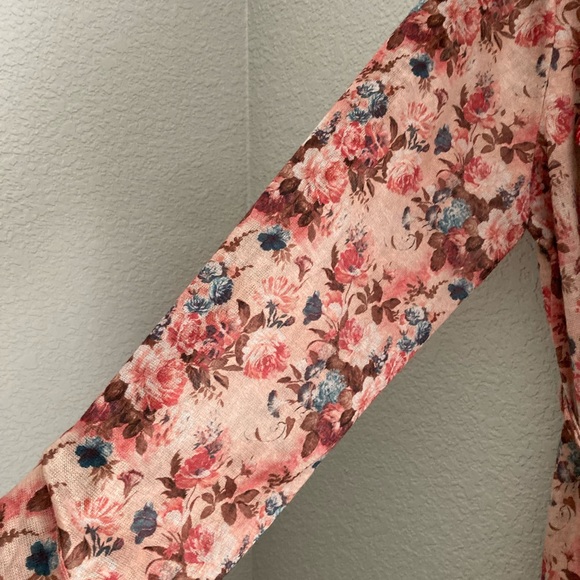 Nick And Mo Floral Shirt Dress Belted 3/4 Sleeve With Pockets Fall Colors XL - Picture 9 of 15